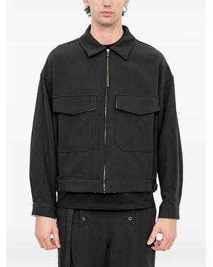 The Viridi-anne Flap-Pocket Bomber Jacket - Black