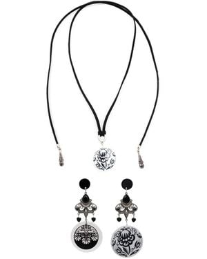 Amir Slama Parure À Pendentif Fleur - Noir