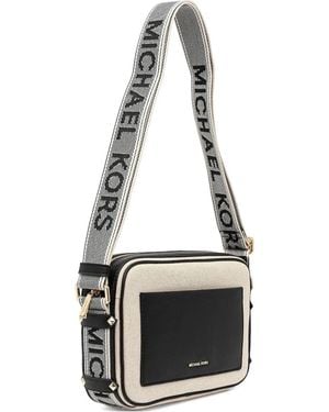 MICHAEL Michael Kors Large Maeve Canvas Leather Cross-Body Bag - White