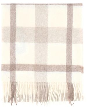 Purotatto Check Cashmere Scarf - White