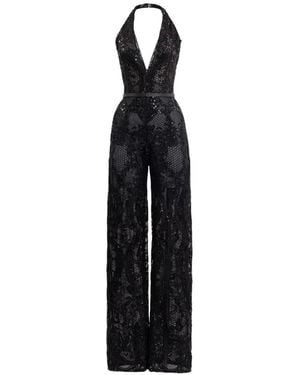 Saiid Kobeisy Embroidered Lace Jumpsuit - Black