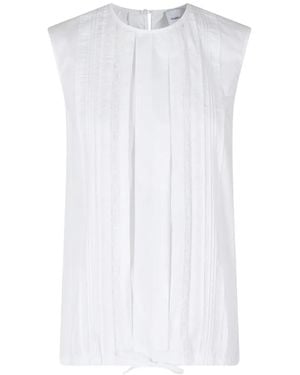 Isabelle Blanche Lace-Trimmed Pleated Blouse - White