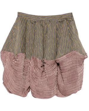 Kiko Kostadinov Stripe-Pattern Bubble-Hem Mini Skirt - Grey