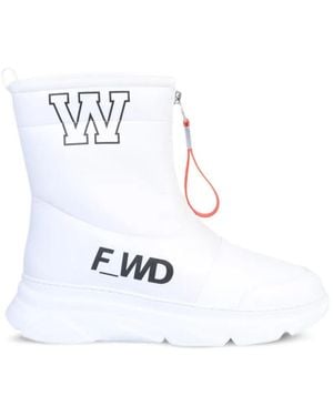 F_WD Logo-Print Zip-Front Boots - White