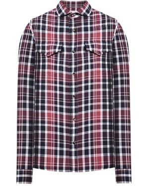 Brunello Cucinelli Check-Pattern Shirt - Red