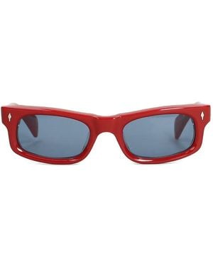 Jacques Marie Mage Initials Rectangle-Frame Sunglasses - White