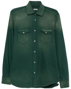 Sartorio Napoli Chemise À Effet Délavé Et Détail Western - Green