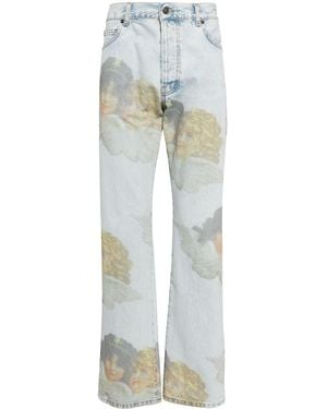 Fiorucci Angel-Motif Organic Cotton Jeans - Blue