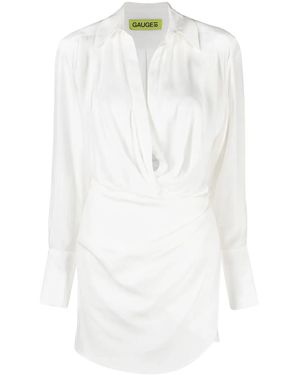 GAUGE81 Silk Open-Neck Shirt Dress - White