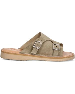 Fracap D110 Double-Buckle Suede Sandals - Brown