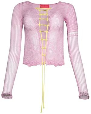 Roberta Einer Kat Lace-Up Top - Pink
