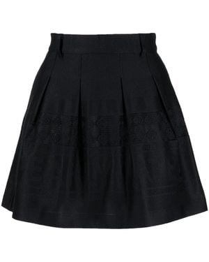 PEARLY GATES Jacquard-Minirock Mit Gürtel - Schwarz