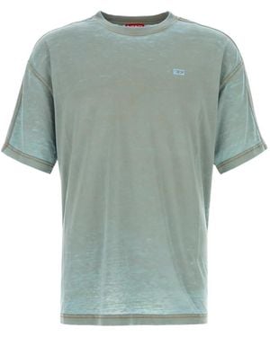 DIESEL Faded-Effect Logo-Patch T-Shirt - Green