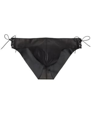 Ludovic de Saint Sernin Lace-Up Leather Briefs - Black