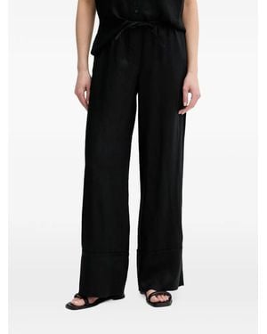 Benetton Drawstring-Waist Linen Trousers - Black