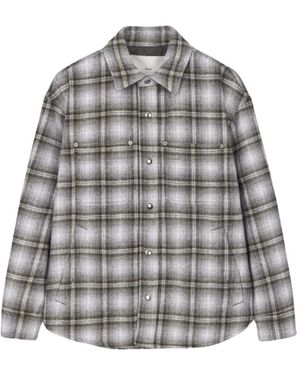 DUNST Check-Pattern Quilted Jacket - Gray