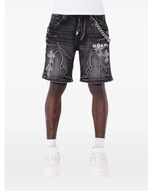 GUAPI Rhinestone Gothic Denim Shorts - Blue