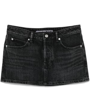 Alexander Wang Crystal Denim Mini Skirt - Black