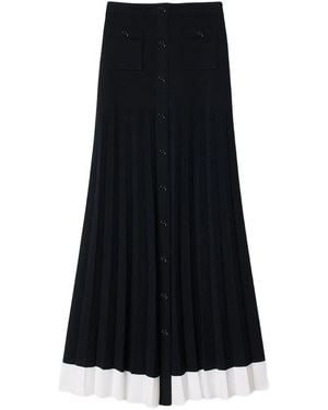 Sandro Pleated Button-Front Skirt - Black