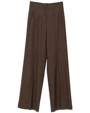 The Seafarer April Pressed-Crease Wide-Leg Pants - Brown