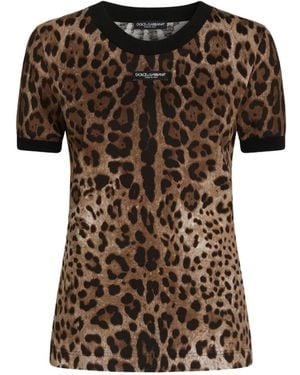 Dolce & Gabbana Leo-Print Jersey T-Shirt - Black