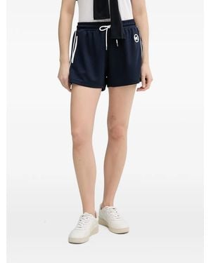 MICHAEL Michael Kors Contrast-Trim Graphic Logo Piqué Track Shorts - Blue