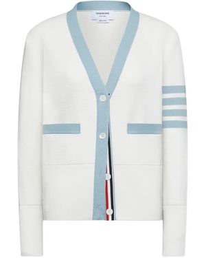 Thom Browne V-Neck 4-Bar Cardigan - Blue