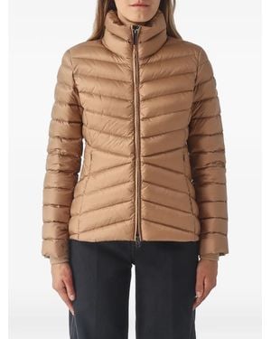 Colmar Quilted High-Neck Jacket - Brown