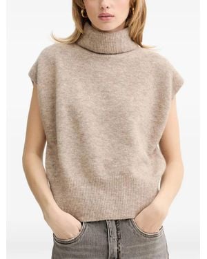 Gestuz Roll-Neck Knitted Vest - Natural