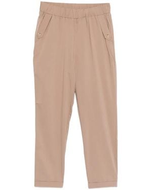 Liu Jo Cropped Elastic Waistband Casual Pants - Natural