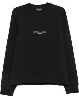 Emporio Armani Logo-Print Cotton Sweatshirt - Black