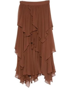 Zimmermann Ruffle-details Midi Skirt - ブラウン