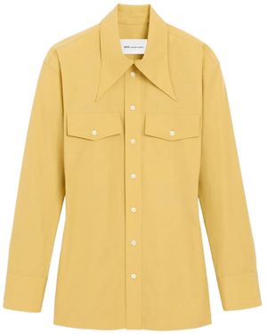 Ami Paris Cotton Sharp Collar Fitted Shirt - Yellow