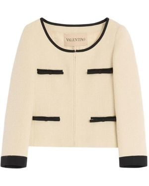 Valentino Garavani Bow-Detail Tweed Jacket - Natural