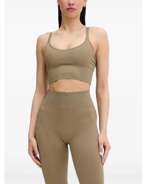 Casall Seamless Ribbed-Knit Cropped Top - Natural