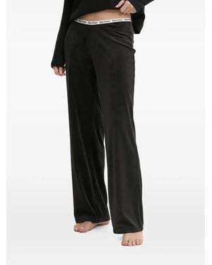 Juicy Couture Logo-Waistband Ribbed Pajamas - Black