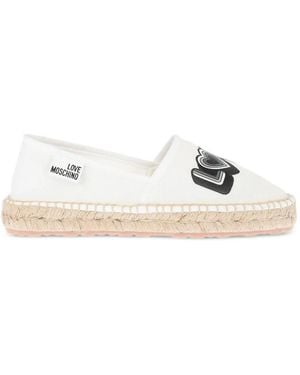 Moschino Logo-Print Mesh Espadrilles - White