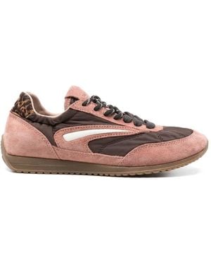 Date Lace-Up Panelled Sneakers - Brown