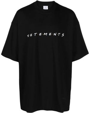 Vetements Friendly Logo-Print Cotton T-Shirt - Black