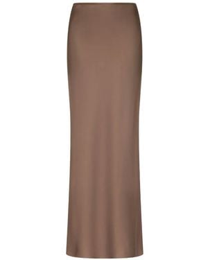 Loulou de Saison Eli Silk-Twill A-Line Maxi Skirt - Brown