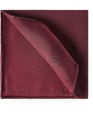 Brunello Cucinelli Silk Pocket Square With Printed Logo - Purple