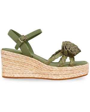 Palomitas By Paloma Barcelo' Galena Flower-Braided Wedge Sandals - Metallic