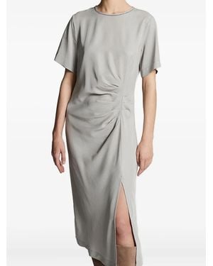 Peserico Embellished Side-Split Midi Dress - Grey