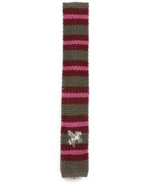 Etro Pegaso-Embroidered Striped-Pattern Tie - Viola