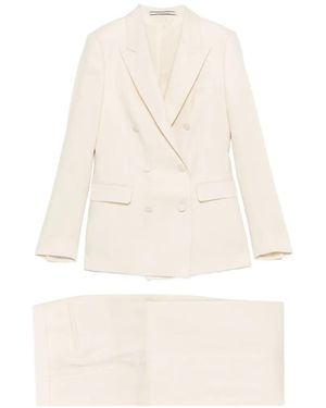Tagliatore Linen Double-Breasted Suit - White