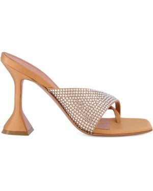 AMINA MUADDI 95Mm Crystal-Embellished Satin Court Shoes - Natural
