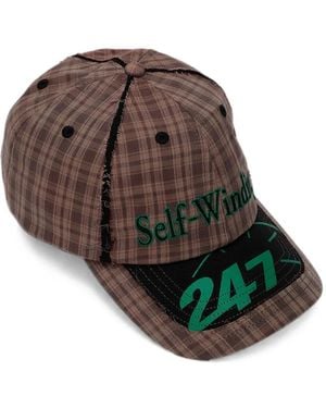 Kap Company Tabloid Check-Print Baseball Cap - Brown