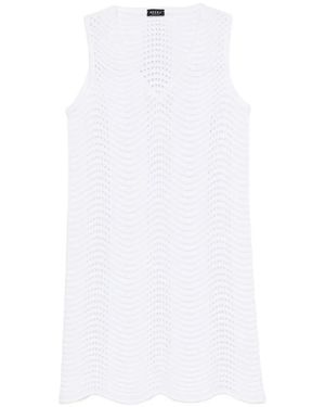 Neera V-Neck Textured Mini Dress - White