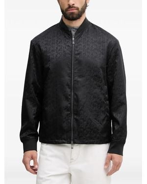 ARMANI EXCHANGE Logo-Jacquard Bomber Jacket - Black