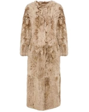 Yves Salomon Toscana Lambskin Coat - Natural